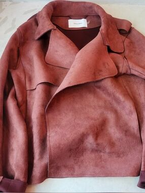 Women's Suede Moto Jacket - Dusty Rose